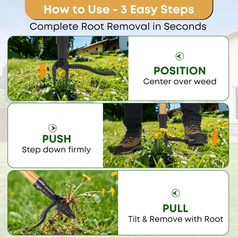 Donepart Stand Up Weed Puller Tool, Long Handle Weeder &