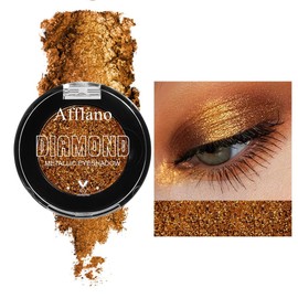 Afflano Sunset Glitter Eyeshadow Palette One-Swipe Coverage, Single Intense Color Sparkle Warm Orange Gold Eyeshadow, Long Lasting Metallic Bronze Eye Shadow for Girl Women Neutral Fall Eye Look, 19H