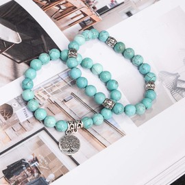 YGLINE Tree of Life Yoga Healing Stone Bracelets,Multilayer Lotus Chakra Stone Reiki Bracelet Sets,Anxiety Crystal Natural Stone,for Women Stress Relief, One Size, Stone