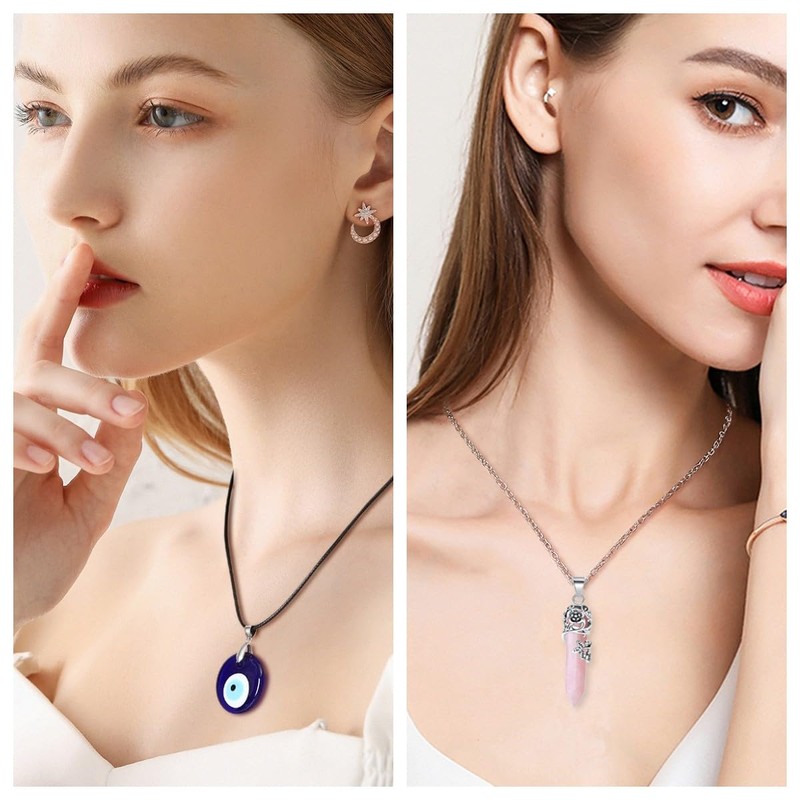 XIANNVXI 11Pcs Healing Crystal Necklaces for Women Ladies Necklace Crystal