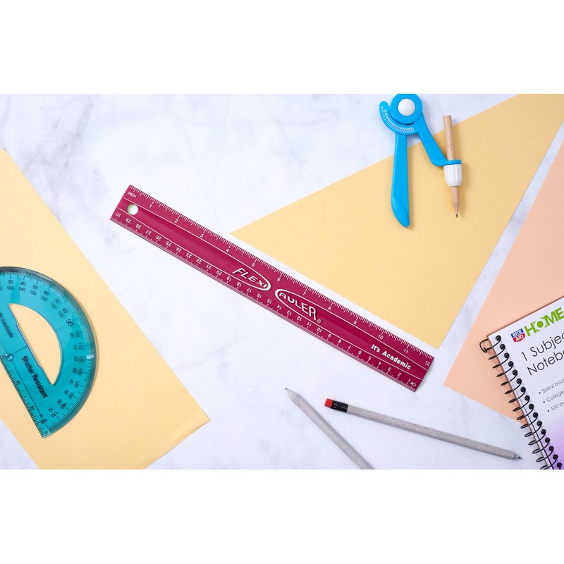 It's Academic Flexi Rulers, 12 Inches and 30 Cms, Flexible