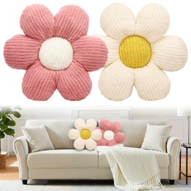 Idota Pack of 2 Flower Cushions, 40 x 40 cm Cushion Flowers Cute Decor Cushion Nursery Tatami Flower Shaped Flower Seat Cushion Plush Floor Cushion Soft Petal Cushion for Car Bed Sofa Floor