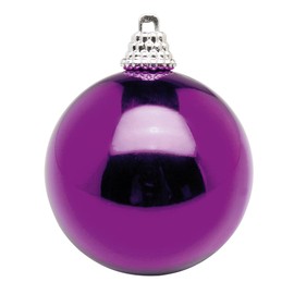 Deco Woerner Shiny Purple Plastic Christmas Baubles, Diameter 20 cm, per Piece