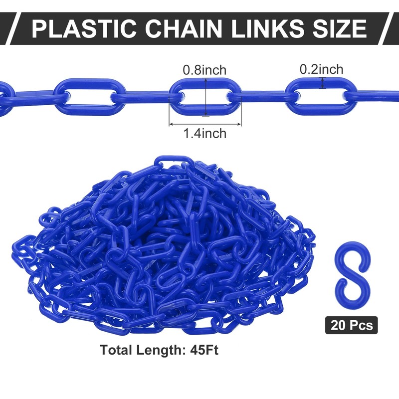 PATIKIL Barrier Chain Plastic Chain Links, 45 Foot Plastic Chain,