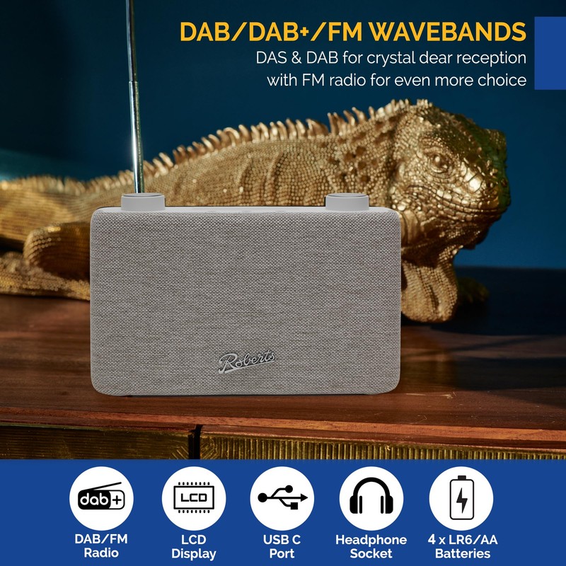Roberts Play11 DAB/DAB+/FM Digital Radio - White - Portable Radio