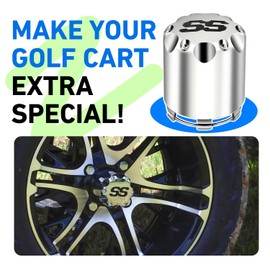 FIXHAWK Golf Cart ITP SS Wheel Center Hub Cap for Club Car EZGO Yamaha Golf Cart with 8" 10" 12" Wheels,Push in Style Chrome Center Cap Cover -Set of 4