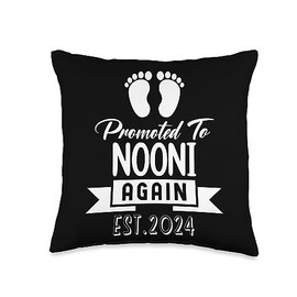 Promoted To NOONI Est.2024 Again Pregnancy Announcement Baby Throw Pillow, 16x16, Multicolor