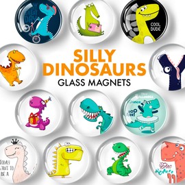 Dinosaur Magnets for Fridge Cute, Decorative Fridge Magnets Kitchen and Office, Glass Magnets Whiteboard, Funny Locker Magnets Girls Boys Toddlers
