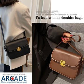 Arcade Women's Shoulder Bag, Crossbody Hanging, Small, Compact, Retro Design, PU Leather, For Work or School Commutes, Black