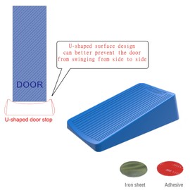 Premium Rubber Door Stop - Large Door Stopper Wedge,Anti-Slip Design, Automatically Fixed,Works On All Floor Types and Carpet Heavy Duty Door (2 Pack, Blue)…