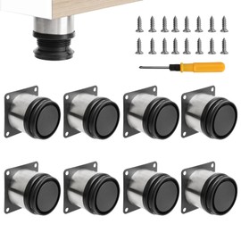 Toolzia 8Pcs Furniture Legs, 1.97"/5cm Adjustable Furniture Support Feet,Adjustable Height Replacement Support Feet Legs for Sofa Table Chair Desk Kitchen Cupboard Cabinets Legs Feet (Silver)
