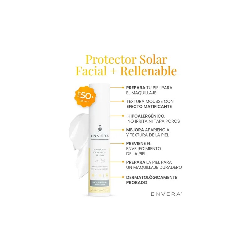 Envera Protector Solar Facial Primer Sin Color + Rellenable
