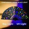 Womwpmt Large Rave Fan UV Glow Hand Fan, 13 Inch