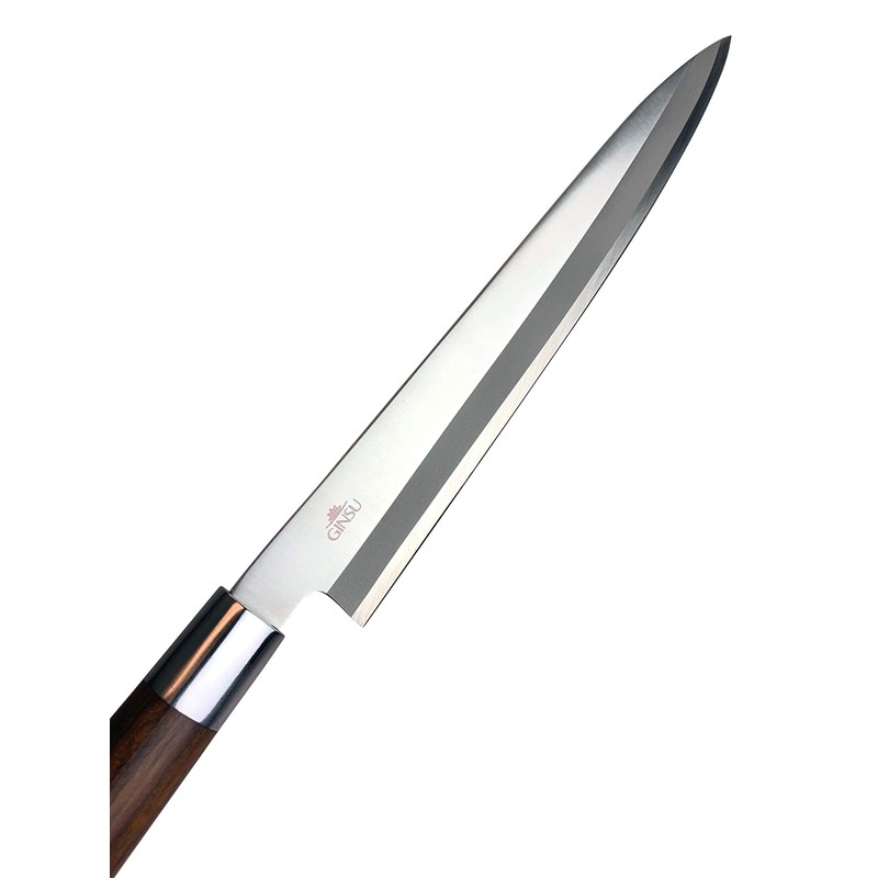 GINSU Yanagiba 9.5" Sashimi Knife, Brown - Premium Stainless-Steel Blade,
