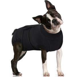 FUAMEY Dog Recovery Suit Male,Dogs Surgery Neuter Suits Puppy Spay Shirts for Female Protect Dog's Skin Anti Licking Abdominal Wounds Doggie Onesie Pet Bodysuit Alternative to Cone Black L
