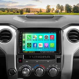 Upgrade 4G+64GB Car Radio for Toyota Tundra 2014-2021 with Wireless Carplay & Android Auto, Android 13 Tundra Stereo with Voice Control Bluetooth WiFi GPS SWC EQ FM RDS Mirror Link Backup Camera Mic