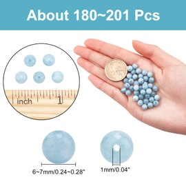 NBEADS 3 Strands Approx. 180 Pieces Natural Chalcedony Beads Strands, 6 mm Blue Round Chalcedony Natural Stone Loose Imitation Aquamarine Gemstone Beads Charms for Necklace Bracelet Jewellery Making