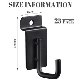 Tandefio 25 Pack J Shaped Slatwall Hooks and Hangers Heavy Duty Slatwall Accessories for Display Panel Garage, 3.25 Inch(Black)