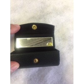Unbranded Leather Lipstick Case With Mirror Black Gold Snap NEW STOCKING STUFFER