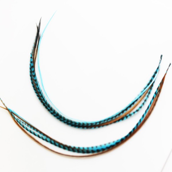 4"-6" Indian Blue Fashion Trend Feathers Hair Extension with 2 Crimp Beads