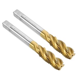 sourcing map 2pcs Spiral Flute Thread Taps, M12 x 1.5 H2 Screw Threading Tap, Titanium Coated 6542 High Speed Steel Machine Tapping Tools for Machinist Repair
