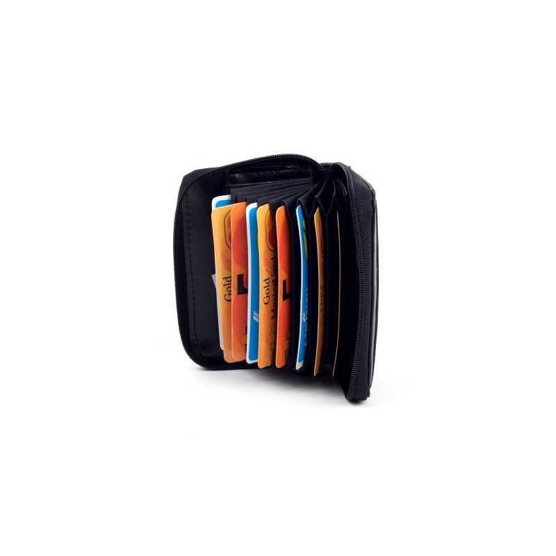 Leather Concertina Card Case (Black)