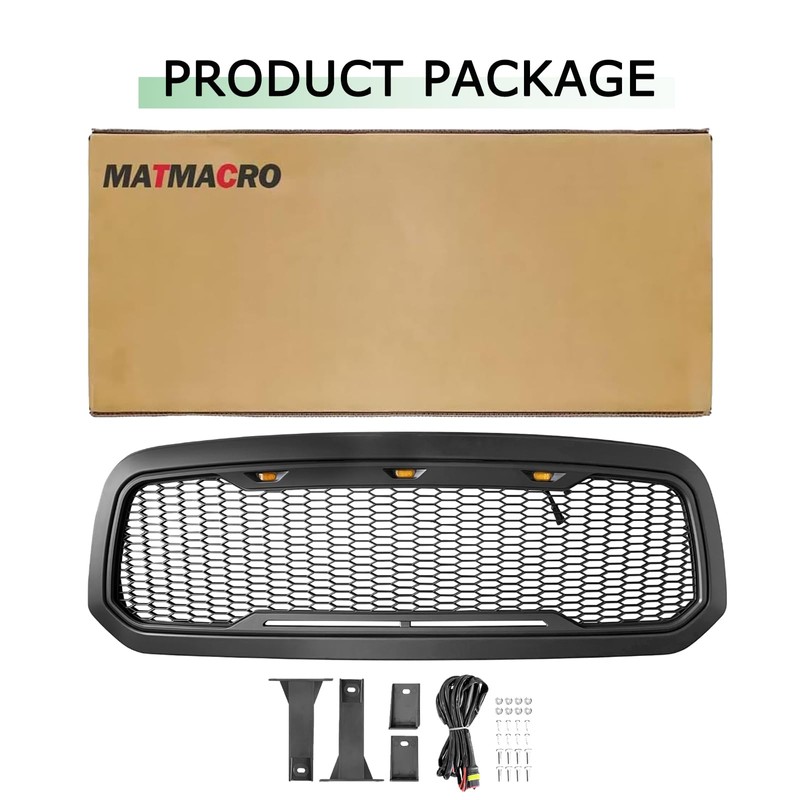 MATMACRO Grille Front Bumper Honeycomb Grill For 2013-2018 Dodge Ram