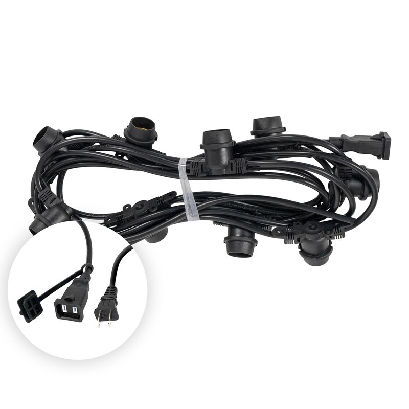 15-ft 10 Socket E26 Commercial Patio Light Stringer, Heavy Duty