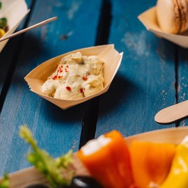 BIOZOYG Pack of 200 Buffet Accessories Snack Bowls Wood 8 cm - Alternative for Bamboo Plates Disposable Natural - Disposable Tableware Modern - Catering Accessories Wooden Bowls