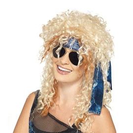 Heavy Metal Cosplay Wig, Long, Curl, Black Blonde Hair, Wig, Men's, Women's, 80's, Rocker, Heavy Metal, Punk Style, Fancy Dress Accessory, Halloween, Party Costume, Interesting, Headwear, Men, Women