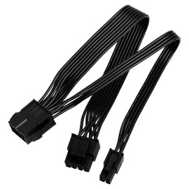 CPU 8-polig auf CPU 8-polig + 4-polig Motherboard Stromverlängerungskabel, ATX Stromkabel, EPS 12V, Flexibles Flachkabel für optimale Luftzirkulation, 25 cm Länge, Schwarz