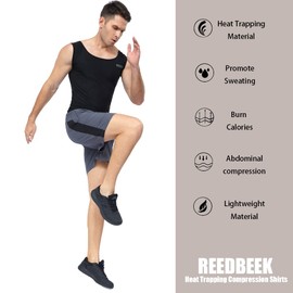 REEDBEEK Men's Sauna Suit Shirt/Vest Waist Trainer Heat Trapping Sweat, Compression Heat Slimming Shapewear