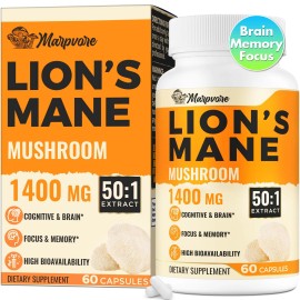 70000mg Lions Mane Supplement Capsules - 50x Strength Potency Lions Mane Supp...