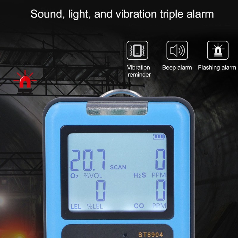 Gas Monitor 4 in 1 CO H2S O2 LEL Accurate