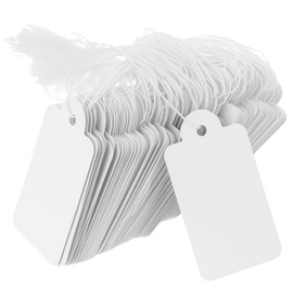 QWORK® Pack of 500 Price Tags Hanging Labels with String (25 mm x 45 mm White) - Marking Labels for Versatile Use