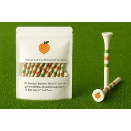 Premium Peach Bamboo Golf Tees, 2 3/4-Inch Tee, 50 Count