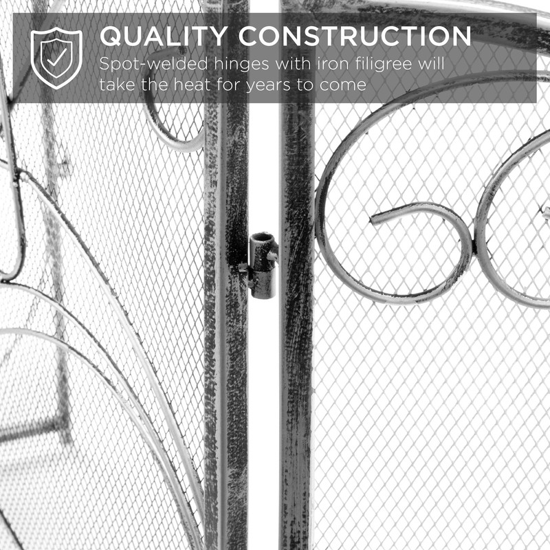 Best Choice Products 3-Panel 55x33in Solid Wrought Iron See-Through Metal