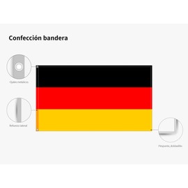 Oedim Germany Flag | 150 x 85 cm | Reinforced and with Stitching | Flag with 2 Metal Eyelets and Waterproof