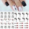12pcs Valentine's Day Nail Water Transfer Stickers Black Heart Flower