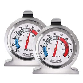 LSW.Giriccn 2 Pack Refrigerator Thermometer, -30~30°C/-20~80°F, Classic Fridge Analog Thermometer Large Dial with Red Indicator Thermometer for Freezer Refrigerator Cooler