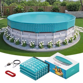 POOLHACKER 【2025 Upgrade】 21 ft Winter Pool Cover - 21ft Round Above Ground, 500D Thick & Durable Winter Pool Cover, Upgraded with Velcro, Cable and Pulley System for a Windproof, Secure Fit
