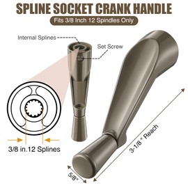 Avenuebool 3/8 Inch Window Crank Handle with T-Handle, Fits 3/8 Inch 12 Spindles Only, Compatible with Anderson Casement Crank Window Handle, Smooth 360-Degree Operation, Stone Finish(4 Pack)