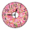 KEEPSUPER Pink Donuts Wall Clock Stripes Glaze and Colored Splashes