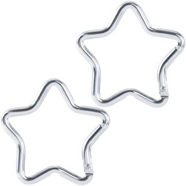 Isslly 2 PCS Star Carabiners, Zinc Alloy Heavy Duty Star Shaped Keychain Clip, Carabiner Clip for Camping, Hiking, Fishing - Silver