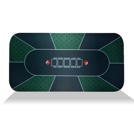 71 x 36Inch Texas Hold'Em Poker Mat Portable Rubber Poker Table Top Water Waterproof, Noise Reduction Suitable For Any Tabletop Game Premium Carry Bag Is Provided For Playing Everywhere(Green)
