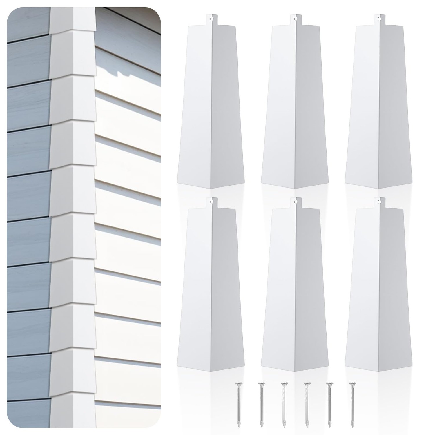 6 Pcs Aluminum Siding Corners 8.5 Inch Outside White Corner Caps ...