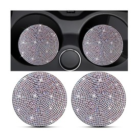 KHGUZ 2PCS Bling Car Cup Holder Coaster, Crystal Rhinestone Non-Slip Insert Auto Cup Pads, Sparkling Vehicle Decor Bottle Mat Accessories for Women Girls, Universal for RV, SUV, Truck (Multicolor)