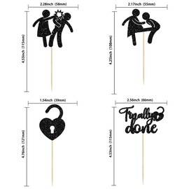 Gyufise 24 Pack Black Glitter Divorce Cupcake Toppers Boy Bye Finally Done Cupcake Picks Decorations for Divorce Break Up Party Decoration Freedom Party Supplies