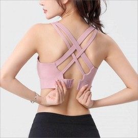 Cross-back Bralette Workout Corset Style Sports Bra Black/S