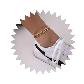 TseenYi Fashion Beach Anklet Layered Cuban Chain Anklet Bracelet Gold Foot Chain Accessories Adjustable for Women and Girls (Gold)